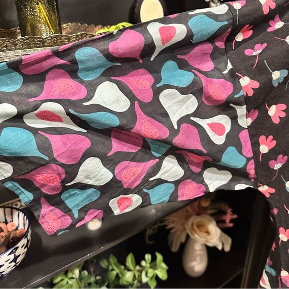 Gudrun Sjoden Black Floral Fig Print Organic Cotton Tunic Dress Size XXL - Picture 2 of 10